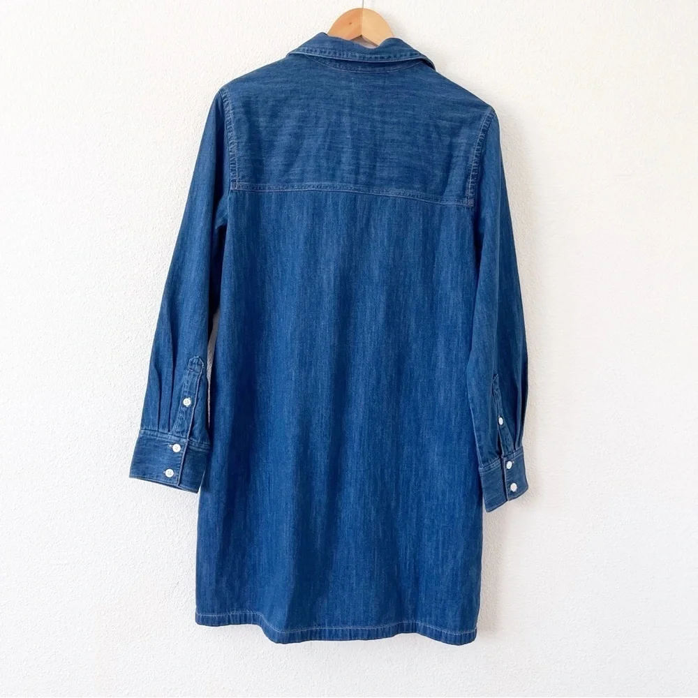 J.Crew Harbor Indigo Denim Lace-Up Front Casual Utility Pockets 90s Mini Dress